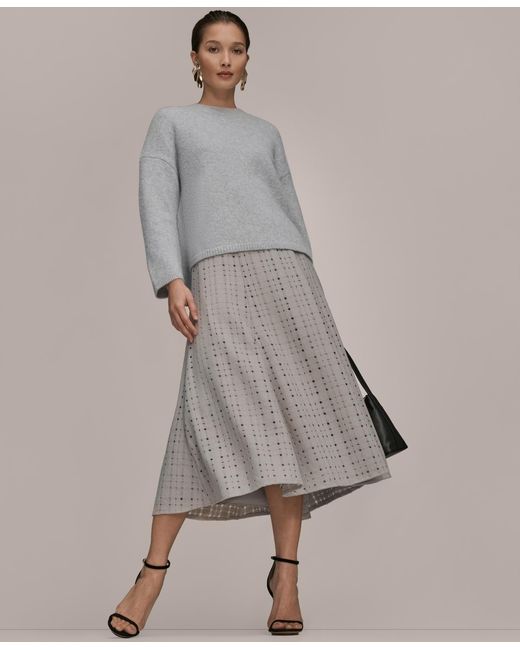 Donna Karan Gray Crewneck Oversized Sweater