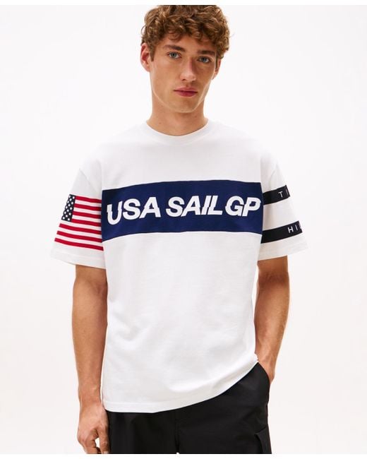 Tommy Hilfiger Blue Tommy X U.s. Sail Gp Team Colour-blocked Relaxed T-shirt for men