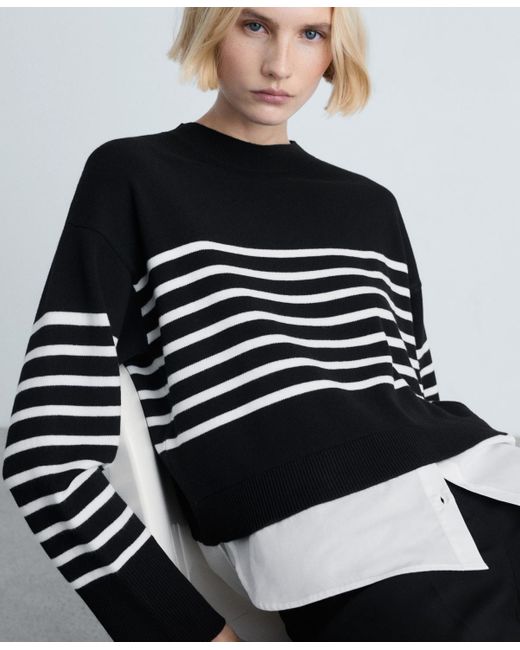 Mango Black Combined Knitted Sweater