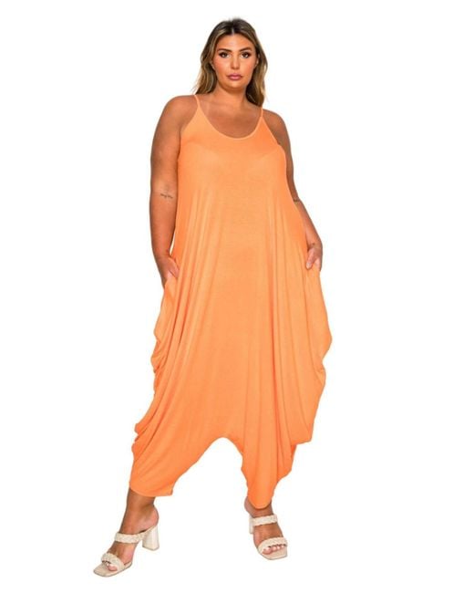 L I V D Orange Plus Size Quinn Pocket Jumpsuit