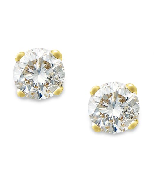 Macy's Metallic Round-cut Diamond Stud Earrings In 10k Gold (1/10 Ct. T.w.)