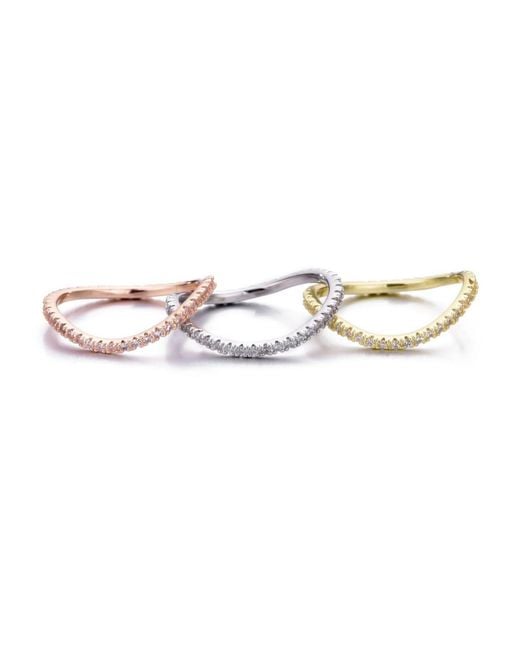 Adornia Cz Tri-color Curved Eternity Band Nesting Ring Set in White | Lyst