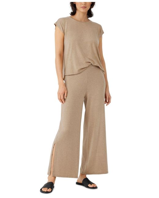 Eileen Fisher Synthetic Slit Ankle Pull-on Pants in Chestnut (Brown) | Lyst
