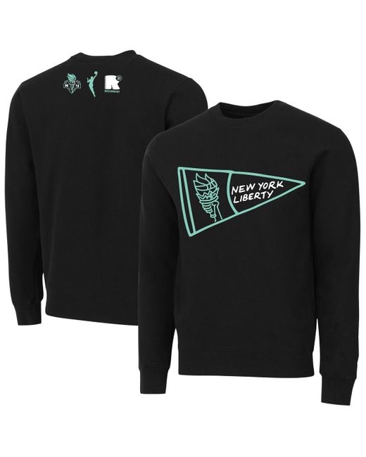 round21 Black And New York Liberty Pennant Crewneck Pullover Sweatshirt