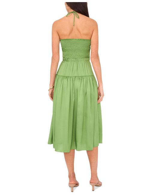 1.STATE Green Beaded Halter Midi Dress