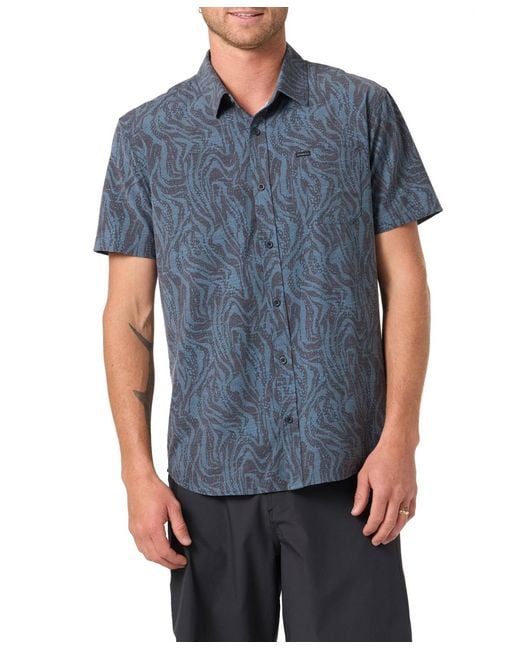 O'neill Sportswear Men's Blue Short-sleeve Button-up Shirt