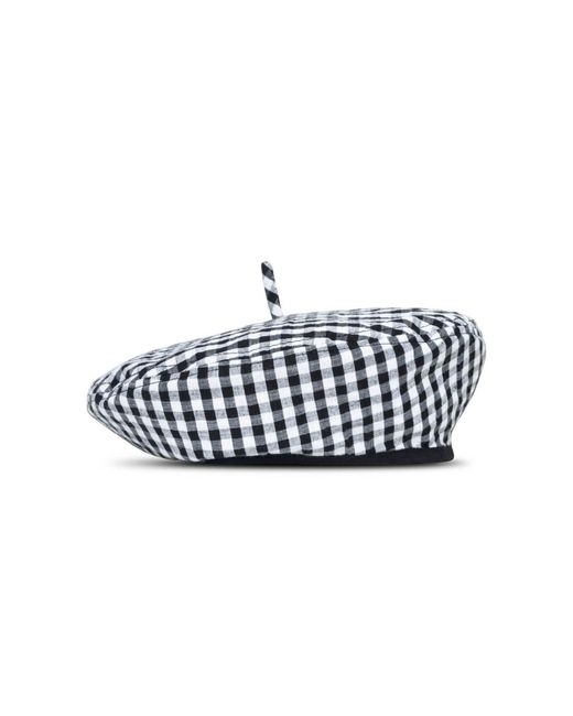 BrunnaCo White Simone Gingham Beret Hat In