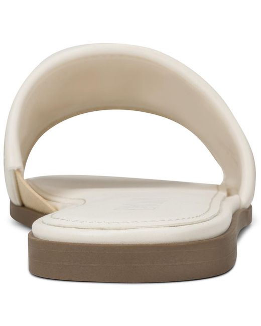 DKNY White Winslet Slide Flat Sandals