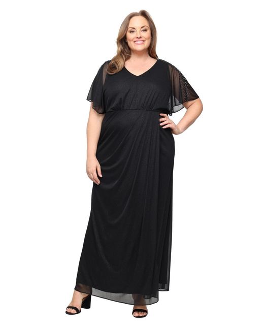 Sl Fashions Women's Black Plus Size V-neck Maxi Dress Sl Fashions Women's Black Plus Size V-neck Maxi Dress