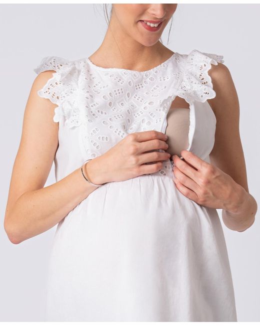 Seraphine White Broderie Anglaise Cotton Maternity Nursing Top