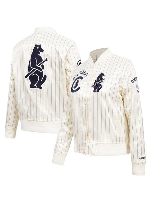 Pro Standard White Chicago Cubs Cooperstown Collection Pinstripe Retro Classic Full-button Satin Jacket for men