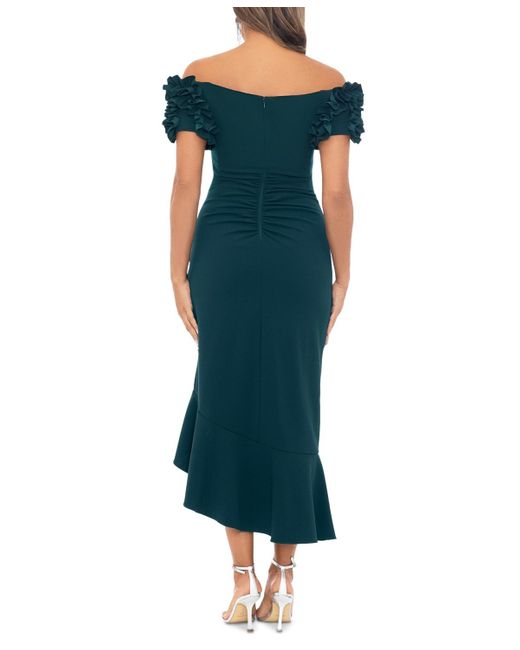 Xscape Offtheshoulder Scuba Crepe Midi Dress in Green Lyst