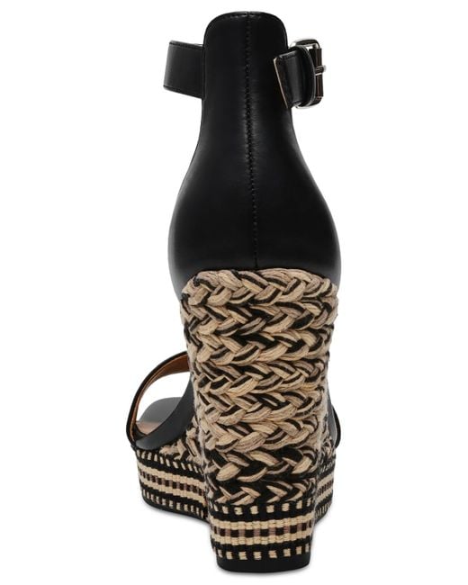 DV by Dolce Vita Black Hagar Woven Platform Wedge Sandals