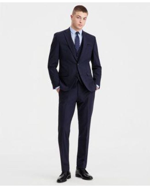 BarIII Blue Slim Fit Solid Wool Suit Separates Created For Macys for men