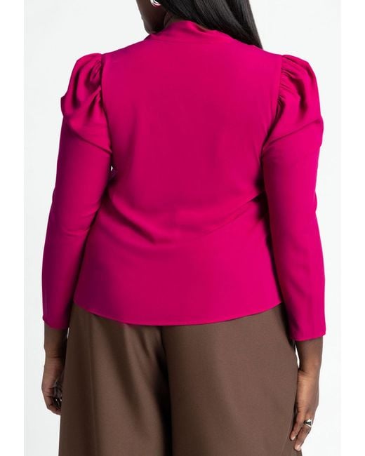 Eloquii Red Plus Size Drape Front Blouse