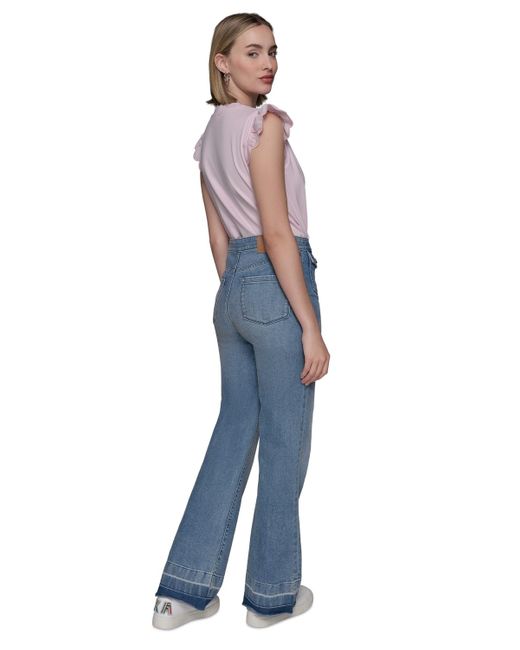 Karl Lagerfeld Blue Patch Pocket Flare-leg Jeans
