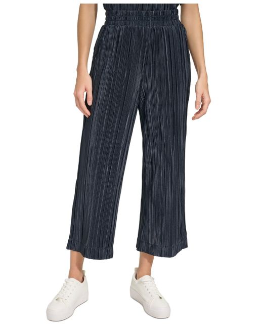 Marc New York Blue Andrew High-rise Pull-on Plisse Crop Pants