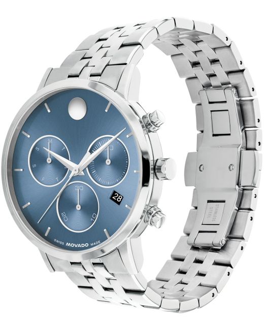 Movado Blue Museum Classic Swiss Quartz Chronograph Stainless-steel Watch for men
