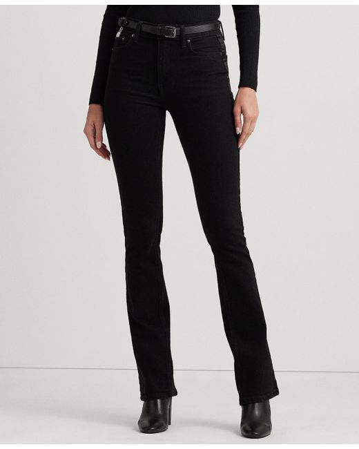 Lauren by Ralph Lauren Satinstripe Highrise Boot Jeans in Black Lyst