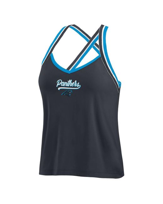 WEAR by Erin Andrews Blue Carolina Panthers Cross Strap Tri-blend Tank Top