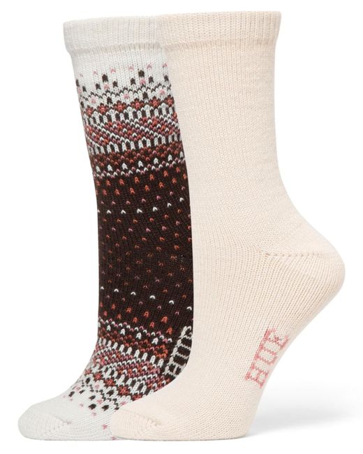 Hue Natural 2-pack Ombre Fair Isle Crew Socks