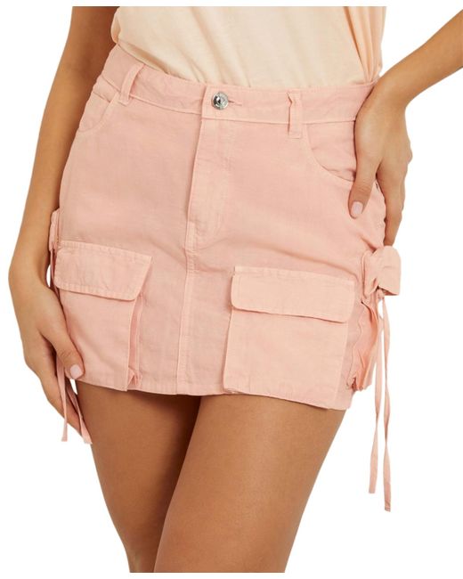 Guess Pink Devon Cargo Denim Mini Skirt