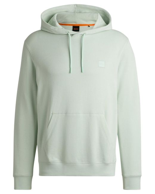 Boss Gray Boss By Regular-fit Cotton Terry Logo Patch Hoodie for men