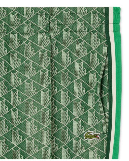 Lacoste Green Geo Print Elastic-waist Pants for men
