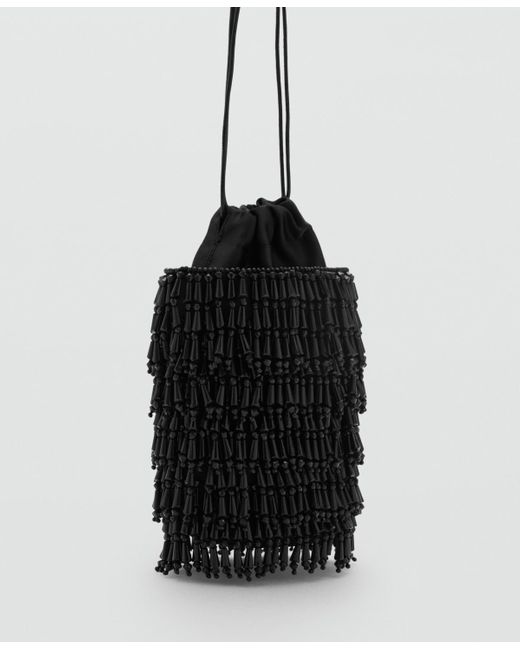 Mango Black Beaded Handbag