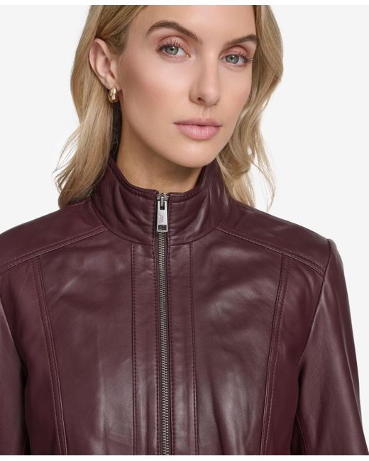 Andrew Marc Purple Rowan Leather Racer Jacket