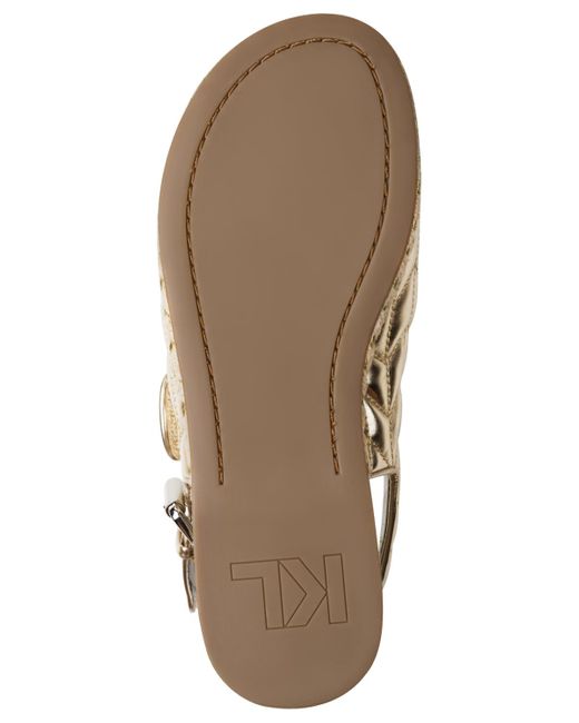 Karl Lagerfeld Metallic Charlay Almond Toe Flat Sandals