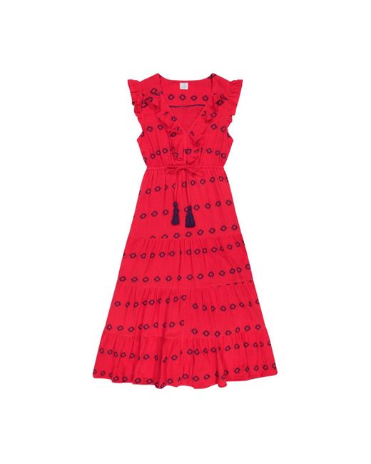 MER ST BARTH Red Giselle Maxi Dress