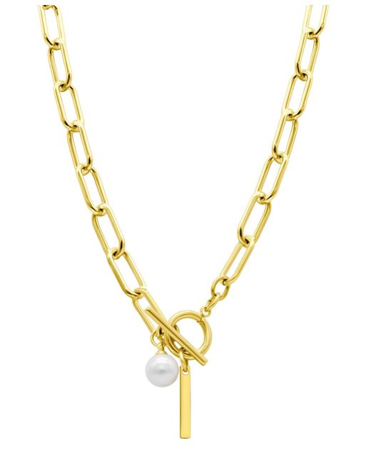 Adornia Metallic Tarnish Resistant 14k Gold-plated Freshwater Pearl Initial toggle Necklace