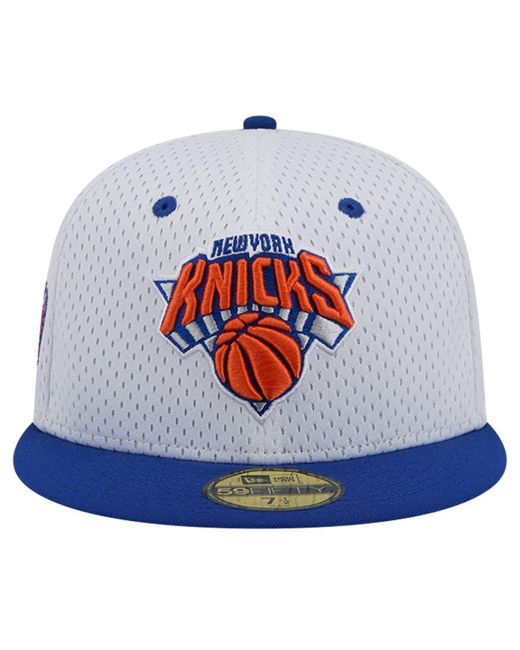 KTZ White/blue New York Knicks Throwback 2tone 59fifty Fitted Hat for men