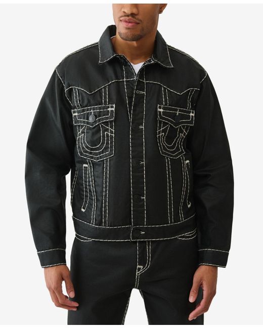 True Religion Black Oversize Super-t Coated Button-up Jacket for men