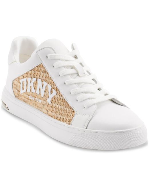 DKNY White Abeni Arch Raffia Logo Low-top Sneakers
