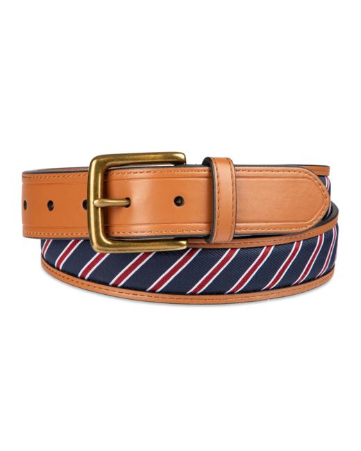 Tommy Hilfiger Blue Prep Striped Ribbon Inlay Casual Belt for men