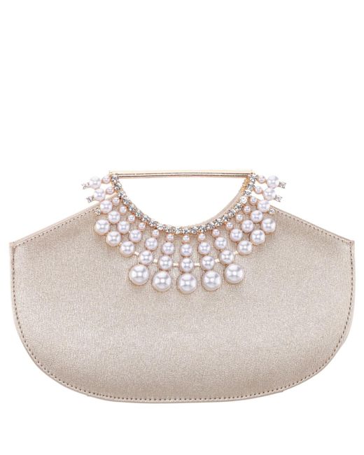 Nina White Crystal Encrusted Small Handle Bag