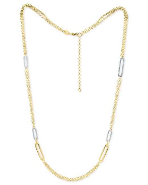 Macy's Metallic Diamond Link Statement Necklace (1/3 Ct. T.w.) In Sterling Silver Or Sterling Silver & 14k Gold-plate, 18" + 2" Extender