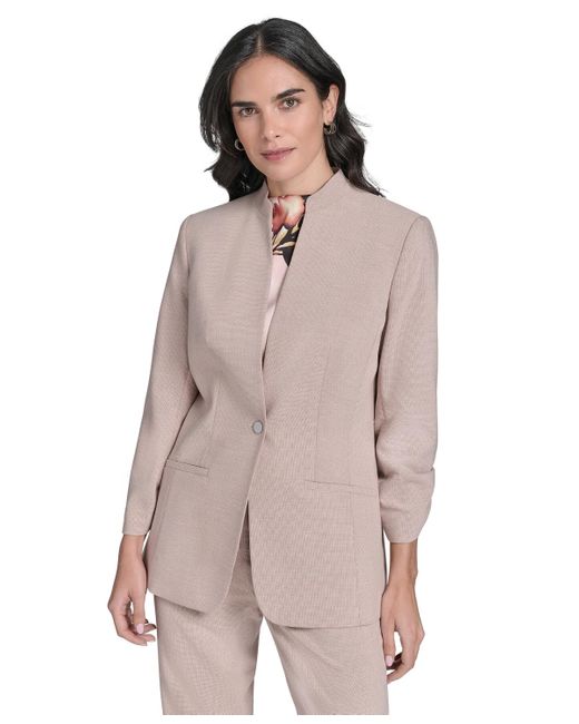 Calvin Klein Multicolor Petite 3/4-sleeve One-button Blazer