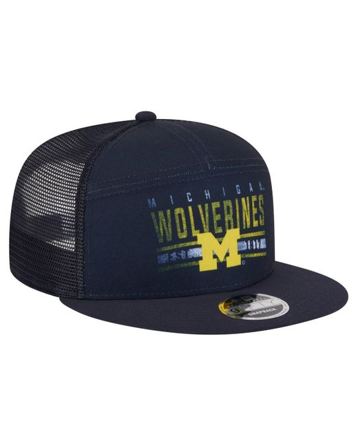 KTZ Blue Michigan Wolverines Split Panel 9fifty Snapback Trucker Hat for men