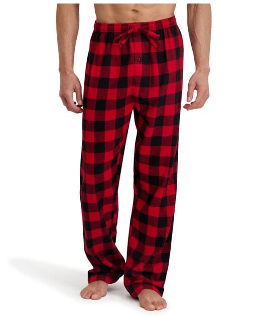 Hanes Red Flannel Button Down Pajama Sleep Set for men