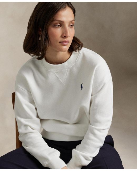 Polo Ralph Lauren White Fleece Crewneck Sweatshirt