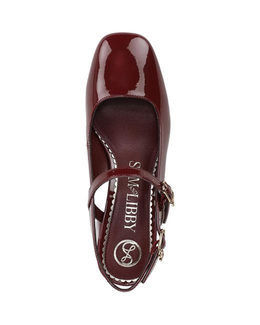 Sam & Libby Red Grace Block Heel Slingback Mary Jane Pumps