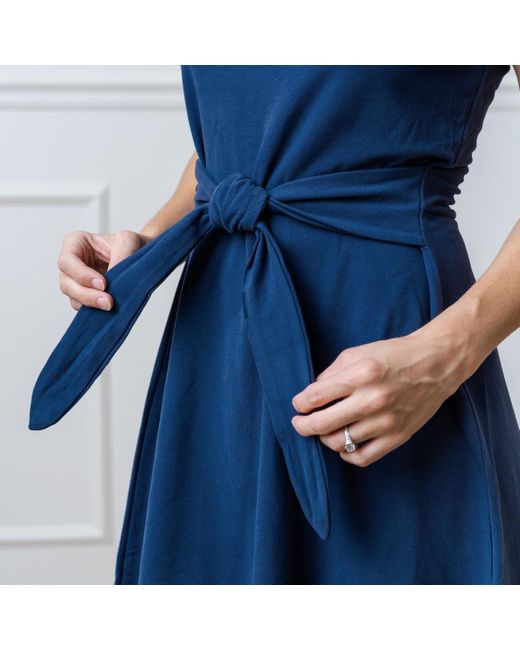 Hope & Henry Blue Tie-waist Knit Dress