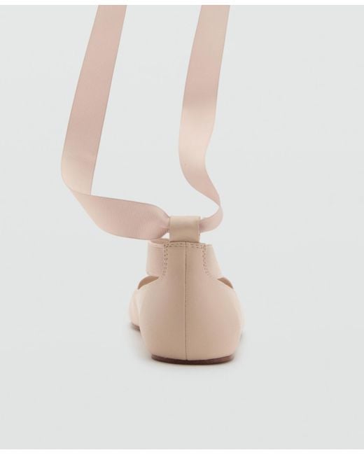 Mango Natural Criss-cross Strap Ballet Flats