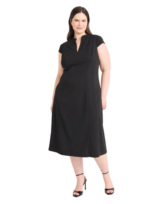 Maggy London Black Plus Size Short-sleeve A-line Dress