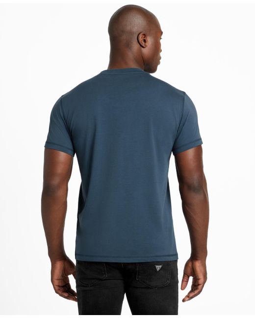 Guess Blue Short Sleeve Crewneck Flower Box Graphic T-shirt for men