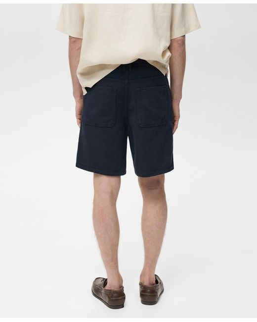 Mango Blue Denim Drawstring Shorts for men