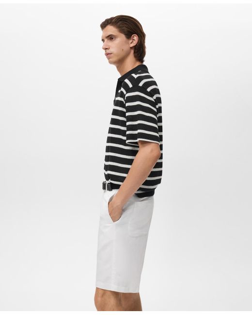 mango black and white striped polo shirt mens